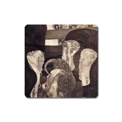 Jurisprudence - Gustav Klimt Square Magnet by Valentinaart