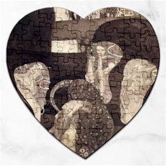 Jurisprudence - Gustav Klimt Jigsaw Puzzle (heart) by Valentinaart