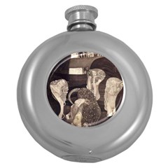 Jurisprudence - Gustav Klimt Round Hip Flask (5 Oz) by Valentinaart