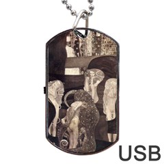 Jurisprudence - Gustav Klimt Dog Tag Usb Flash (one Side) by Valentinaart