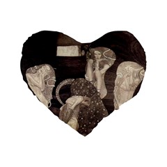 Jurisprudence - Gustav Klimt Standard 16  Premium Flano Heart Shape Cushions by Valentinaart