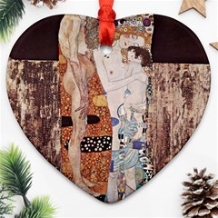 The Three Ages Of Woman- Gustav Klimt Heart Ornament (two Sides) by Valentinaart