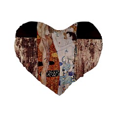 The Three Ages Of Woman- Gustav Klimt Standard 16  Premium Heart Shape Cushions by Valentinaart