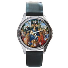 Feast Of The Rosary - Albrecht Dürer Round Metal Watch by Valentinaart