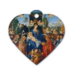 Feast Of The Rosary - Albrecht Dürer Dog Tag Heart (one Side) by Valentinaart