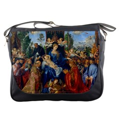 Feast Of The Rosary - Albrecht Dürer Messenger Bags by Valentinaart