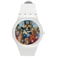 Feast Of The Rosary - Albrecht Dürer Round Plastic Sport Watch (m) by Valentinaart