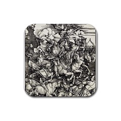 Four Horsemen Of The Apocalypse - Albrecht Dürer Rubber Coaster (square)  by Valentinaart