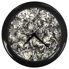 Four Horsemen Of The Apocalypse - Albrecht Dürer Wall Clocks (black) by Valentinaart