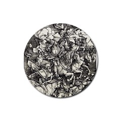 Four Horsemen Of The Apocalypse - Albrecht Dürer Rubber Coaster (round)  by Valentinaart