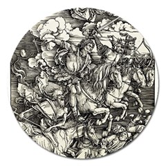 Four Horsemen Of The Apocalypse - Albrecht Dürer Magnet 5  (round) by Valentinaart