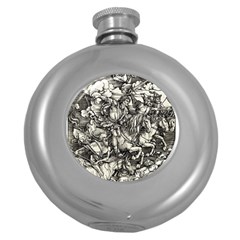 Four Horsemen Of The Apocalypse - Albrecht Dürer Round Hip Flask (5 Oz) by Valentinaart