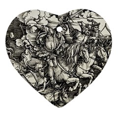 Four Horsemen Of The Apocalypse - Albrecht Dürer Heart Ornament (two Sides) by Valentinaart