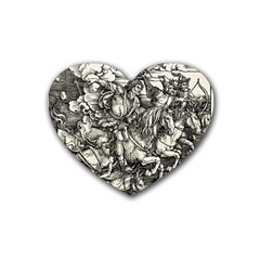 Four Horsemen Of The Apocalypse - Albrecht Dürer Heart Coaster (4 Pack)  by Valentinaart