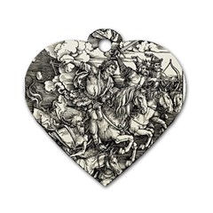 Four Horsemen Of The Apocalypse - Albrecht Dürer Dog Tag Heart (one Side) by Valentinaart