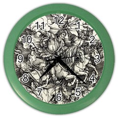 Four Horsemen Of The Apocalypse - Albrecht Dürer Color Wall Clocks by Valentinaart