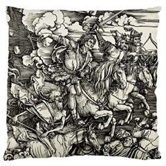 Four Horsemen Of The Apocalypse - Albrecht Dürer Large Cushion Case (one Side) by Valentinaart