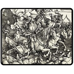 Four Horsemen Of The Apocalypse - Albrecht Dürer Double Sided Fleece Blanket (medium)  by Valentinaart