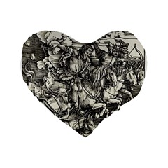 Four Horsemen Of The Apocalypse - Albrecht Dürer Standard 16  Premium Flano Heart Shape Cushions by Valentinaart