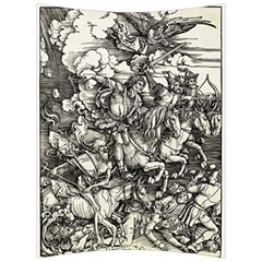 Four Horsemen Of The Apocalypse - Albrecht Dürer Back Support Cushion by Valentinaart