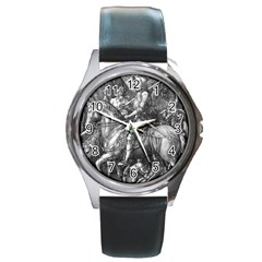 Death And The Devil - Albrecht Dürer Round Metal Watch by Valentinaart