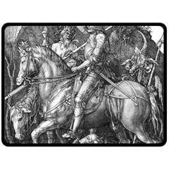 Death And The Devil - Albrecht Dürer Fleece Blanket (large)  by Valentinaart