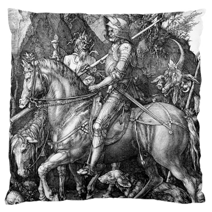 Death and the Devil - Albrecht Dürer Large Flano Cushion Case (One Side)