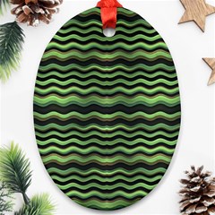 Modern Wavy Stripes Pattern Ornament (oval) by dflcprints