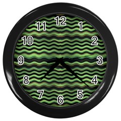 Modern Wavy Stripes Pattern Wall Clocks (black) by dflcprints