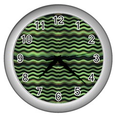 Modern Wavy Stripes Pattern Wall Clocks (silver)  by dflcprints