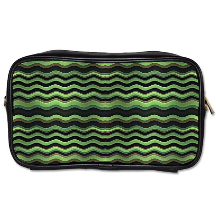 Modern Wavy Stripes Pattern Toiletries Bags