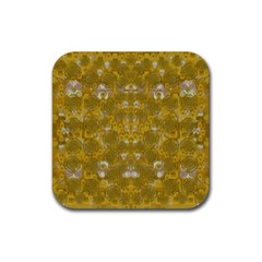 Golden Stars In Modern Renaissance Style Rubber Coaster (square)  by pepitasart