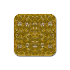 Golden Stars In Modern Renaissance Style Rubber Square Coaster (4 Pack)  by pepitasart