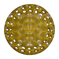 Golden Stars In Modern Renaissance Style Round Filigree Ornament (two Sides) by pepitasart