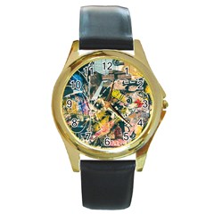 Abstract Art Berlin Round Gold Metal Watch by Modern2018