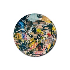 Abstract Art Berlin Rubber Round Coaster (4 Pack)  by Modern2018