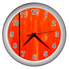 Abstract Orange Wall Clocks (silver) 