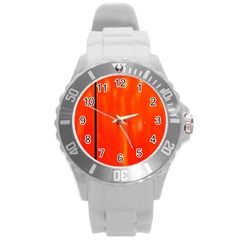 Abstract Orange Round Plastic Sport Watch (l) by Modern2018