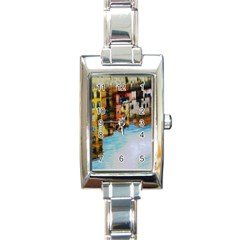 Architecture Art Blue Rectangle Italian Charm Watch by Modern2018