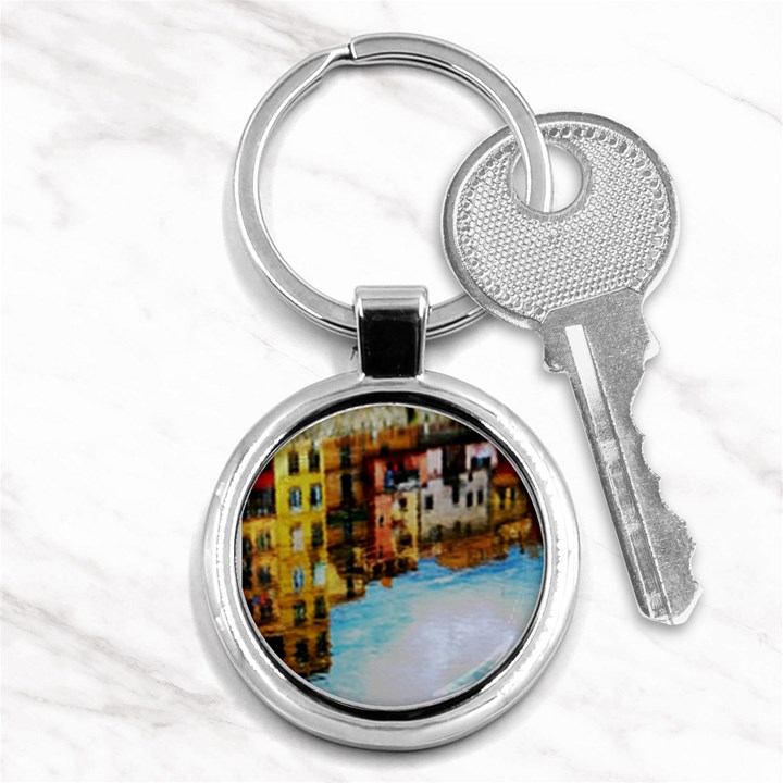 Architecture Art Blue Key Chains (Round) 