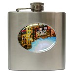 Architecture Art Blue Hip Flask (6 oz) Front