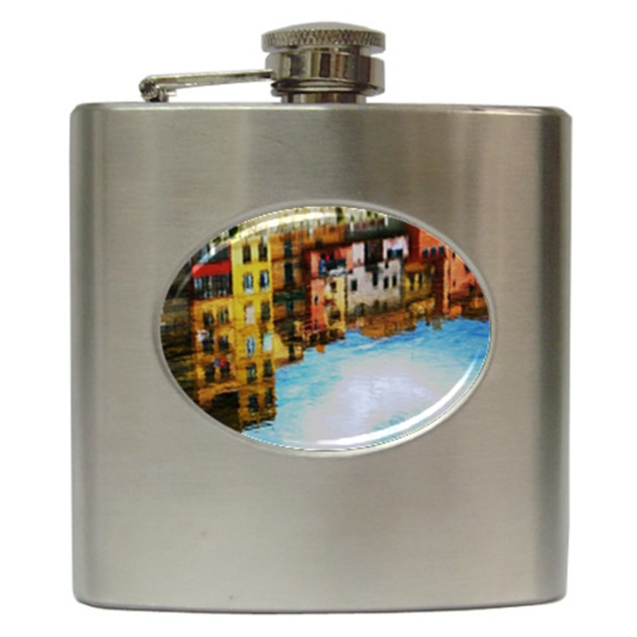 Architecture Art Blue Hip Flask (6 oz)