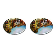 Architecture Art Blue Cufflinks (oval)