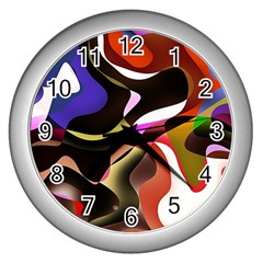 Abstract Full Colour Background Wall Clocks (silver)  by Modern2018