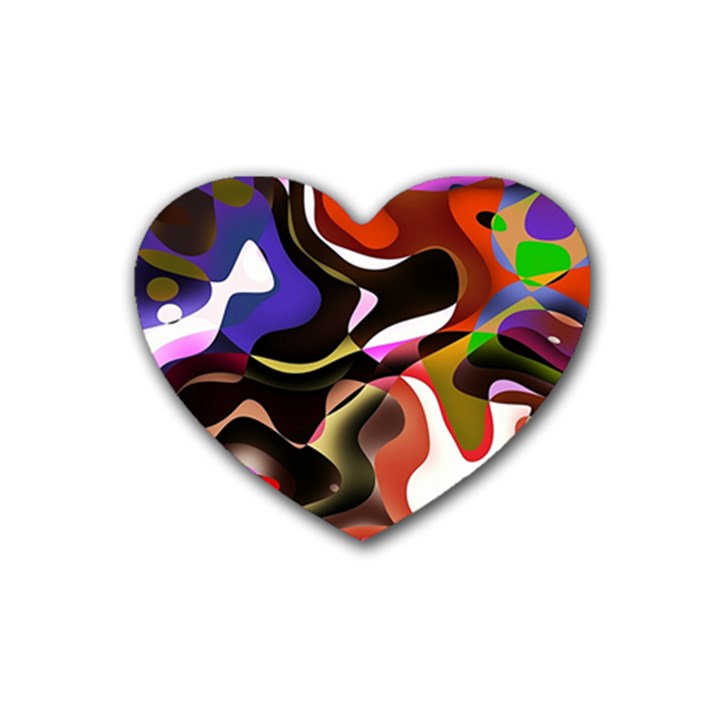 Abstract Full Colour Background Rubber Coaster (Heart) 