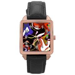 Abstract Full Colour Background Rose Gold Leather Watch  by Modern2018