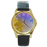 Abstract Smooth Background Round Gold Metal Watch Front