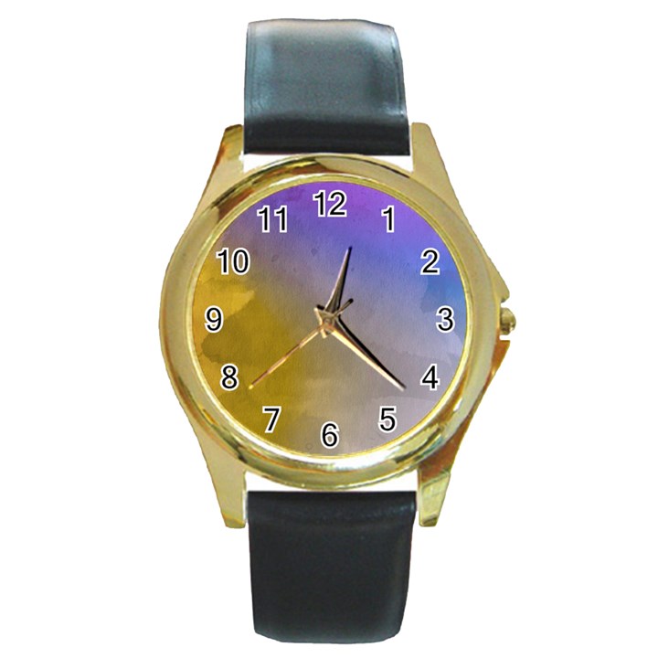 Abstract Smooth Background Round Gold Metal Watch