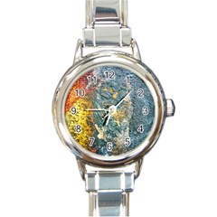 Colorful Abstract Texture  Round Italian Charm Watch by dflcprints