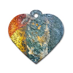 Colorful Abstract Texture  Dog Tag Heart (two Sides) by dflcprints